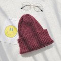 Miniatyrbilde 1 av 5: Varm vinterstrikket lue for dame vinter herre høst og vinter ull Hold varmen Plysj genser unisex Mohair wine red M 55-58cm