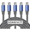 Miniatyrbilde 1 av 4: 5-pakks nylon iPhone-lader Lightning-kabel Rask lading