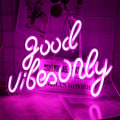 Miniatyrbild 2 av 5: 1st Good Vibes Only Neonskylt Rosa USB LED-ordljusskylt Neon S