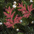 Miniatyrbild 5 av 5: 10 st konstgjorda julglitterormbunksblad, simulerad trädgren spray julgransprydnad, DIY julkrans