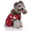 Miniatyrbilde 2 av 6: Julemønster genser Pyjamas for små og mellomstore hunder, juleklær Nyttår Jumpsuit for hund Coral Fleece gensere Varm kappe SDZ121 M
