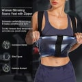 Miniatyrbilde 3 av 3: Badstue dress for kvinner waist trainer for dame svette linne Shaper for kvinner med glidelås Blue M