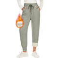 Miniatyrbilde 1 av 5: Varme damejoggebukser, foret med 2 lommer, snøring, vinterfleece med høy midje, lange sportsleggings, treningsbukser, fritidsbukser, S Sage green qd Sage green XXL