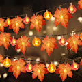 Miniatyrbillede 1 af 5: Pumpkin Lights & Forstørrede Maple Fall String Lights Halloween Pump