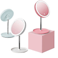 Miniatyrbillede 2 af 5: Spejl badeværelsesbord Multifunktionelt makeupspejl Led makeupspejl Natbord med lampe Natbord