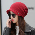 Miniatyrbild 1 av 5: 4 färger Dammode Scarf&hatt med dubbla ändamål Scarfmössa Ny enfärgad Hålla varm Peak Cap Casual Tide Höst Vinter Åkerfräken Kepsar Varma och tjocka Red