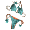 Miniatyrbillede 1 af 11: Todelt sæt til kvinder med string-badedragt Trekant-BH Top med bikinibund exig trekant-Bikini badedragt Green S