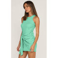 Pikkukuva 3 / 4: 2023 Naisten kesäinen rento hihaton rantatoppimekko Bodycon Rypytetty minimekko Light green S