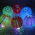 Miniatyrbild 6 av 11: Ihålig lykta Vattentät lykta vårfestival Lykta Bärbar LED-lysande runda melonlyktor för festivaler Orange - 30CM