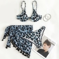 Miniatyrbild 3 av 11: Tredelad kvinnlig printed mjuk väska Bikini knuten dam exig baddräkt trandkläder Perspektiv Populära delade badkläder Green S