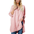Miniatyrbilde 1 av 2: Langermet bluse for damer i oversized lang sommer linskjorte