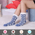 Miniatyrbild 3 av 5: Dam Vinter Fuzzy Slipper Sockor Halkfri Mjuk Mysig Fleece Foder Stickad Tjock Varma Julstrumpor