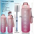 Miniatyrbilde 3 av 6: Vannflaske, 1 liter sportsvannflaske med sugerør, tidsmarkør og cover, lekkasjesikker, BPA-fri tritan, giftfri drikkeflaske av plast Rose Pink