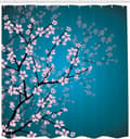 Japansk Duschdraperi, Sakura Blommönster, Tyg Badrum D