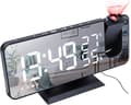 (Svart) Projektionsväckarklocka med termometer och hygrometer, LED digital klocka
