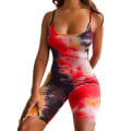 Miniatyrbilde 1 av 2: Dame Sommer Tie-Dye Trykk Shorts Vest Jumpsuit Overall Red,3XL