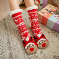 Miniatyrbild 5 av 5: 1 par Golvstrumpor Sherpa Foder Förtjockad Stretchy Soft Comforta Red