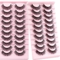 Miniatyrbilde 10 av 11: 10 Par Mink Øyevipper 3D Mink Vipper Tykke Håndlagde Helstripe Vipper Cruelty-Free Mink Vipper Løsvipper Sminke D