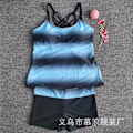 Miniatyrbillede 1 af 6: Dame Plus Size Badetøj 2 stk. Badetøj Badedragt + Shorts Blue gradient L