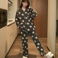 Miniatyrbild 6 av 6: Sovkläder Pyjamas Dam vår och höst bomull långärmad tunn L