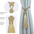 Miniatyrbild 2 av 5: Gardinbindare Handgjorda rep Tofs Tie Backs Par Liner Tiebacks för hem dekorativa draperier Set om 4 (guld, 4)