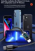 Miniatyrbild 2 av 6: Type c till lightning snabbladdningskabel 2m svart USB-C