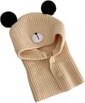 Balaclava-mössa för barn - beige, vinteröronmuffar för pojkar och