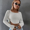 Miniatyrbillede 7 af 7: Dame langærmet firkantede toppe, tætsiddende sexet, flere størrelser white M
