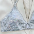 Miniatyrbild 6 av 9: Dam O-Ring tring Bikini Baddräkt Fräck-Thong-Badkläder Tvådelad Baddräkt hiny-Bikini et för strandkläder Silver S