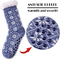 Miniatyrbild 4 av 5: Dam Vinter Fuzzy Slipper Sockor Halkfri Mjuk Mysig Fleece Foder Stickad Tjock Varma Julstrumpor