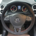 Miniatyrbild 5 av 6: (Stil 1)Bilrattkåpa Svart Cover Äkta Läder För Volkswagen VW Tiguan Golf Plus Passat CC Touran Passat Alltrack Style 1
