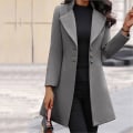 Miniatyrbild 4 av 5: Pea Coats för kvinnor Knäppningsdräkt Ytterkläder med skårade kavajkläder för formellt arbete Gray M
