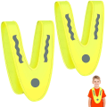 Miniatyrbilde 1 av 3: Barnevest med høy synlighet, signalkrage i V-form for barn, refleksvest, sikkerhetsvest for studenter, sikkerhetsvest for barn