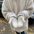 Pikkukuva 2 / 6: 1 pari Naisten Talvi Pidä Lämpimänä Pehmo Käsineet Joustavat Pehmeät Kokosormikäsineet khaki one size