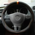 Miniatyrbild 5 av 6: (Stil 2)Bilrattkåpa Svart Cover Äkta Läder För Volkswagen VW Tiguan Golf Plus Passat CC Touran Passat Alltrack Style 2