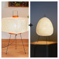 Miniatyrbild 1 av 5: Japansk design Akari Noguchi Yong Bordslampa Printed Rispapper Lampa Sovrum Skrivbord Hem Loft Inredning Fyrkantig stativ Golvlampa EU Plug A and B Lamp