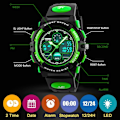 Miniatyrbild 5 av 7: Digital watch för barn, vattentät watch för pojkar och flickor, elektronisk analog watch med larmstoppur (grön)