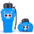 Miniatyrbillede 1 af 9: Robotformet silikonevandkop Bærbar let at rengøre vandkop Ikke-skadelig silikoneflaske Blue Robot