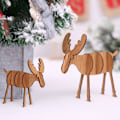 Miniatyrbillede 4 af 6: 4 stk. juledekorationer Træ DIY Elgdekorationer Kreative gaver til børn Borddekorationer