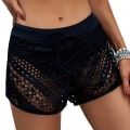 Miniatyrbild 4 av 6: Badshorts för kvinnor med hög midja Baddräkt i spets Baddräkt Badbyxor, Svarta, XXL