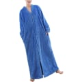 Miniatyrbild 1 av 5: Ladies Zip Fleece Waffle Lång orgonrock Fluffig Handduk orgonrock Sovkläder Blue M