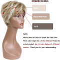Miniatyrbilde 2 av 5: Kort blond parykk dame naturlig blond kort pixie parykk syntetisk hår parykk for kvinner (blond mix brun)