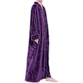 Miniatyrbild 2 av 5: adies Zip Fleece Waffle ång Morgonrock Fluffig Handduk Morgonrock Sovkläder Purple L