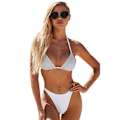 Miniatyrbild 1 av 4: Kvinnor Glänsande Bikini Micro Sexig String Tvådelad Baddräkt Dam Strings Badkläder，Vit,M