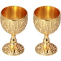 Miniatyrbilde 1 av 5: 2 stk. Royal Chalice Preget Kopp, Vintage Håndlaget Beger med Mønster (Gresskar gull) Gold