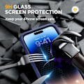 Miniatyrbild 6 av 8: Miracase Glass Series Designad för iPhone 14 Pro Max Case 6,7 tum, [2023 Upgrade] Bumper Case med inbyggd 9H härdat glas Scr Gem Blue