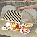 Miniatyrbild 4 av 5: Bärbar cover i paraplystil Hopfällbar mesh Matparaply-tält Anti-fly bordsmatsöverdrag rectangular 50x70cm striped chef hat