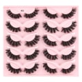 Miniatyrbilde 1 av 11: alvfransar Naturlig Look Wispy Cat-Eye Øyevipper 3D Løsvipper Fluffy-Soft 10 Par Faux Mink Fake Lashes Sett H