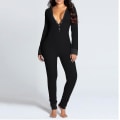 Miniatyrbild 2 av 5: Butt Flap Underkläder Jumpsuit Dam Onesie Pyjamas Back Button-dow C Xl