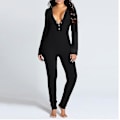Miniatyrbild 2 av 5: utt Flap Underkläder Jumpsuit Dam Onesie Pyjamas ack utton-dow B Xxl
